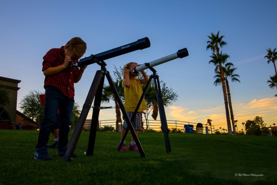 Kids with telescopes at the International Dark Sky Discovery Center in Fountain Hills.
