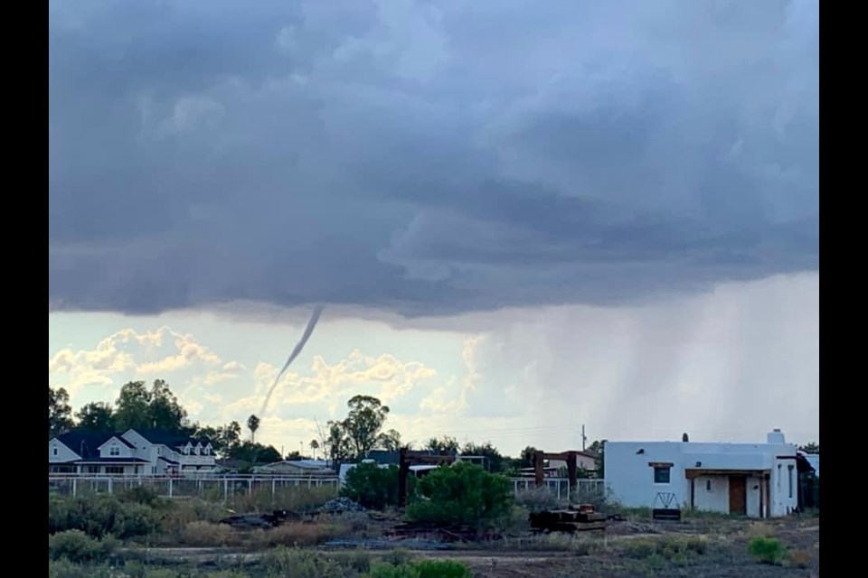 The landspout from Riggs Road, just east of Val Vista Drive on Oct. 16, 2022.