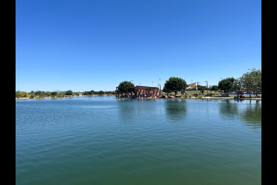 The lake at Mansel Carter Oasis Park acts as a large reservoir where recharged effluent is used to water the park's landscaping.