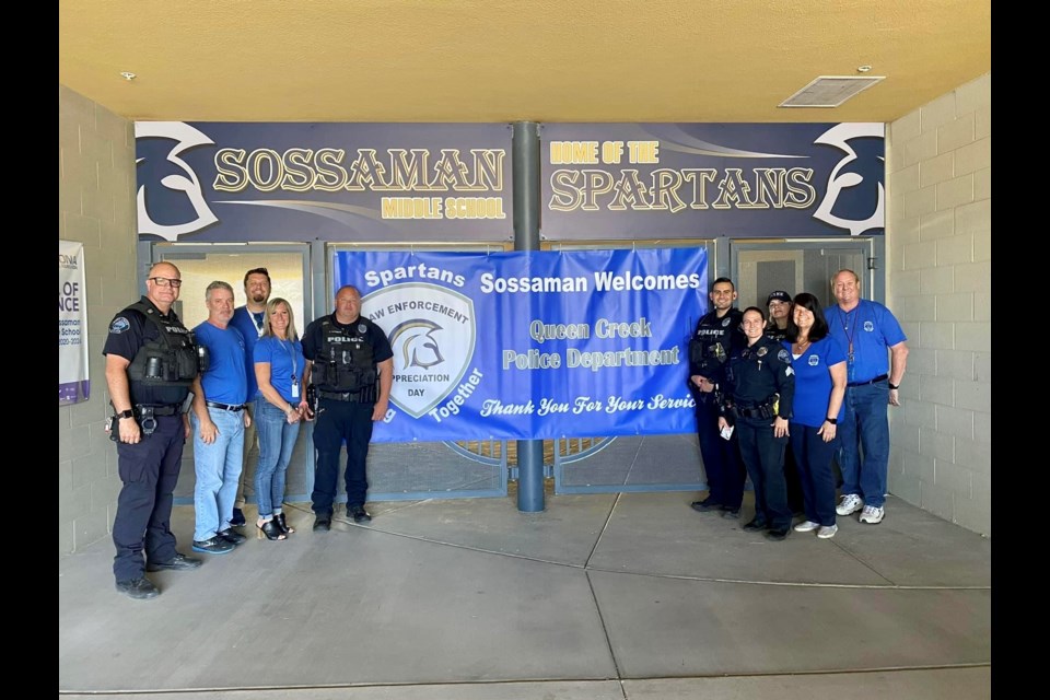 During the recent Law Enforcement Appreciation Day before school was out last week, Sossaman Middle School hosted a special day for Queen Creek police officers.