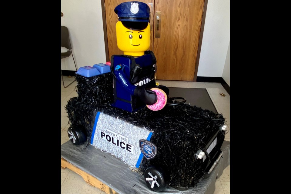 The new police department has really spent time on its HayQC! entry, complete with details like the cop holding a donut and flashing patrol lights.