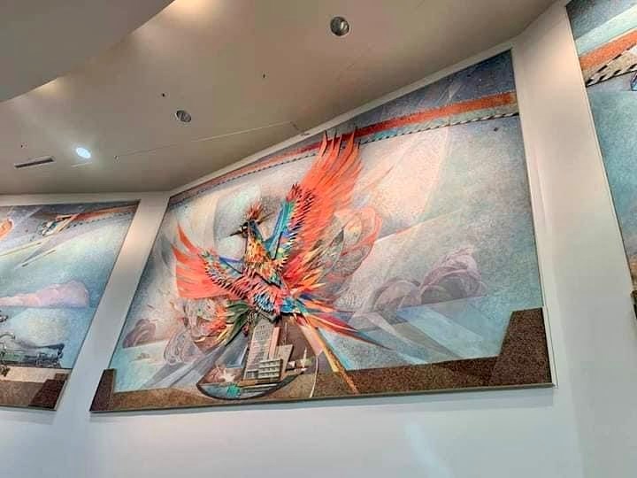 On Oct. 23, Phoenix officials unveiled the newly restored Paul Coze mural featuring the "Phoenix Bird," relocated to the Sky Harbor Airport Rental Car Center.