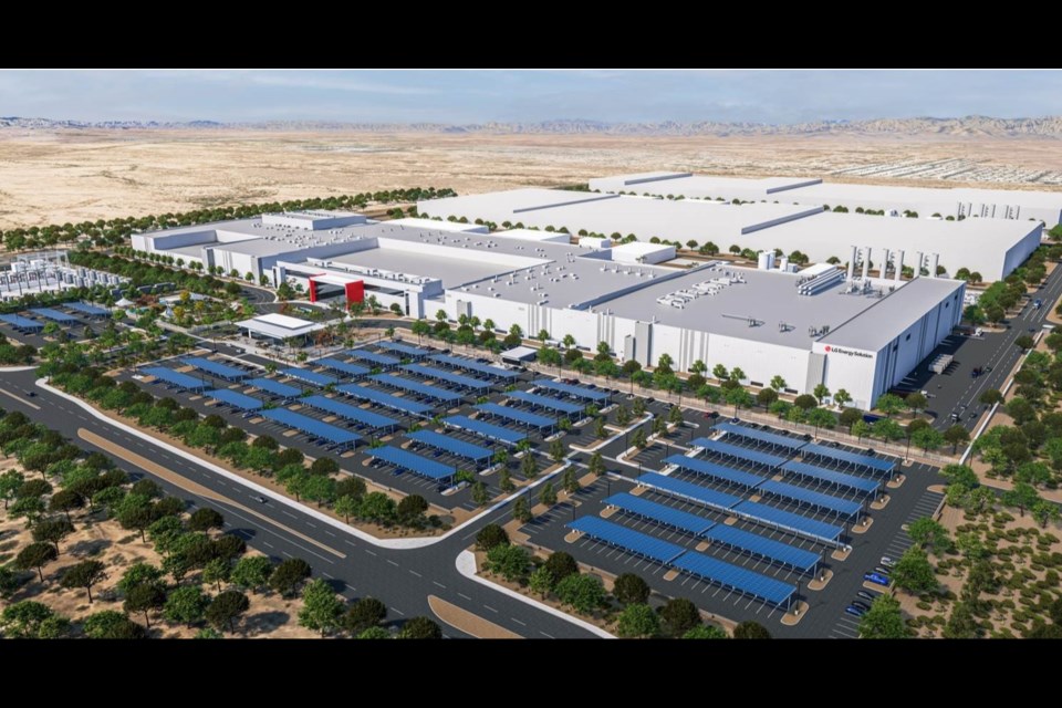 Construction of LG Energy Solution's major battery manufacturing complex in Queen Creek is on track to be completed in two years, with the first round of hiring expected to begin at the end of this year, according to the company, which provided progress updates on its $5.5 billion standalone facility during a stakeholder meeting on April 3, 2024 at Combs High School in San Tan Valley.