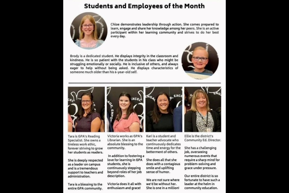 October's students and employees of the month at Queen Creek Unified School District.