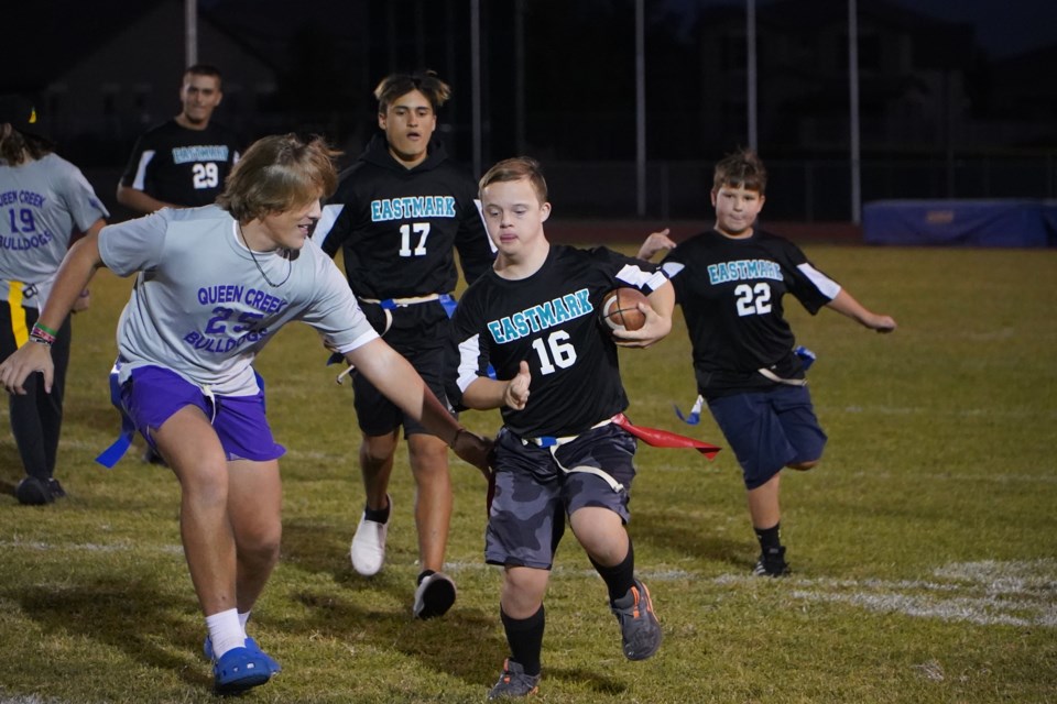 Queen Creek High School and Eastmark High School Unified Sports teams competed against each other in football on Oct. 13, 2021. This game focused on unifying all types of students.        