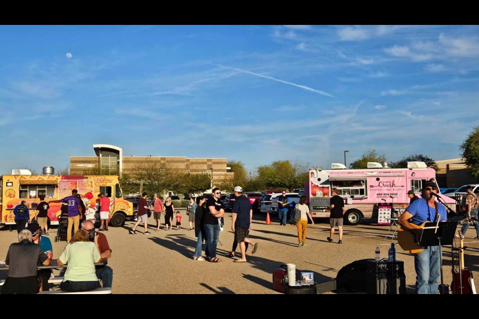 The bustling ambiance each Friday from the food trucks of the Queen Creek Feastival will serve as the perfect backdrop for the innovative series from 5:30 to 9 p.m. on May 3, 2024 in the Queen Creek Library parking lot, located at 21802 S. Ellsworth Road.