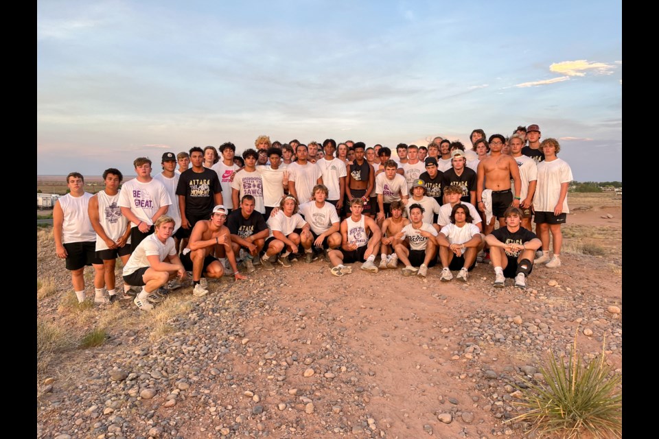 The Queen Creek football team after an off-season workout. The team will head to California in early September for its first game against San Joaquin Memorial, who finished 10-1 last season. 