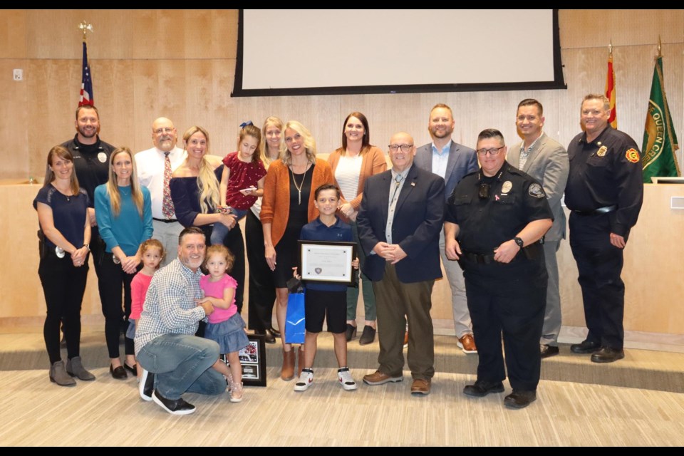 Young resident Cole Silva was recognized at the Nov. 15, 2023 Queen Creek Town Council meeting for his quick thinking and heroic actions in saving the life of his 3-year-old sister after he witnessed her fall into the backyard swimming pool in August.