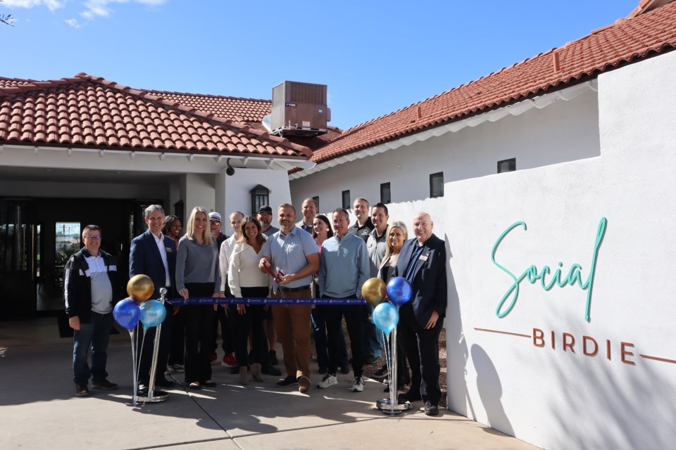 Social Birdie celebrated its grand opening in Queen Creek at the Las Colinas Golf Club on Feb. 2, 2024 with a Queen Creek Chamber of Commerce ribbon cutting ceremony.