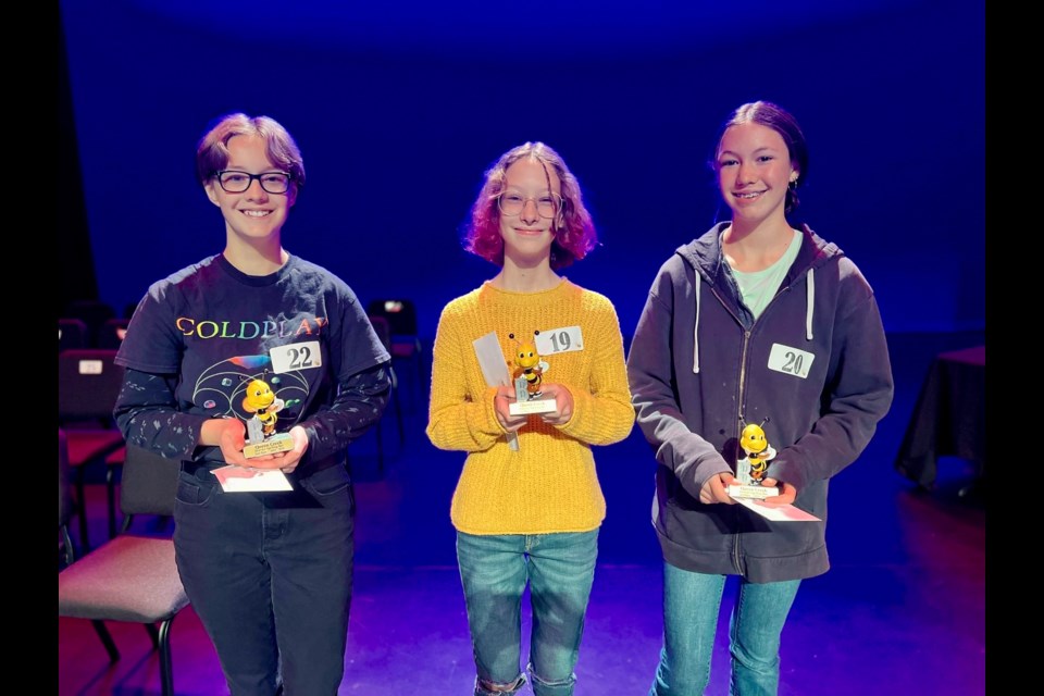 This year, three junior high students placed in the district’s spelling bee: Lena Sorensen, from Queen Creek Junior High, won first place; Madeleine Killebrew, from Crismon High, took second place; and Adelina Leon, from Queen Creek Junior High, placed third.