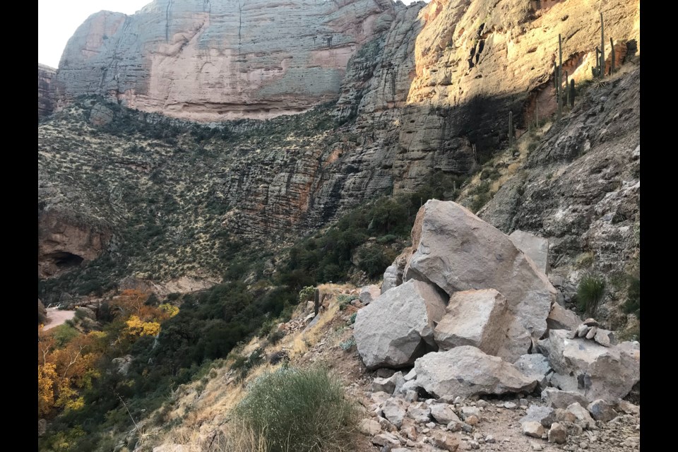 State Route 88 Fish Creek Hill boulders in 2020.