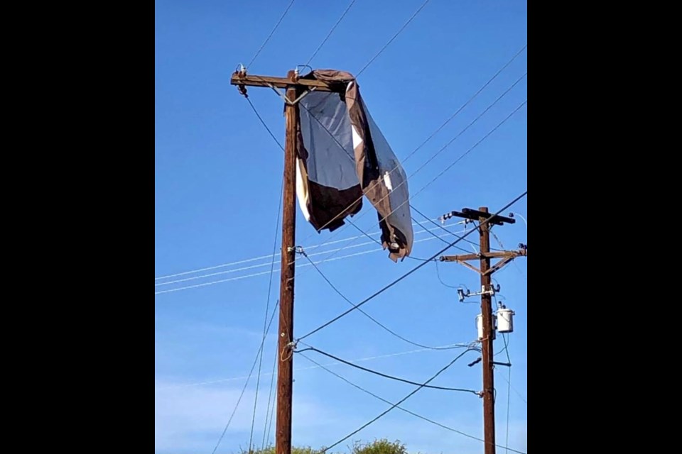 SRP is asking Valley residents to be sure to weigh down their inflatable Halloween decorations so they do not blow away and into power lines, resulting in power outages and disruptions like seen here.