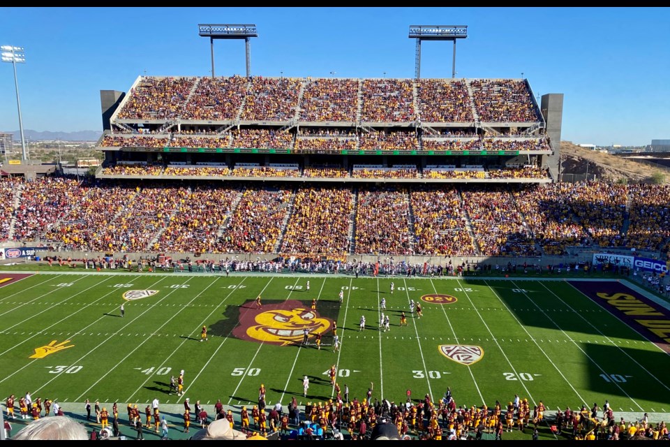 The Arizona State University football team pulled away from the University of Arizona Wildcats in the second half of the Territorial Cup on Nov. 27, 2021 in a 38-15 win at Sun Devil Stadium in Tempe.