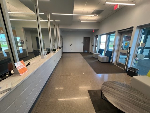 This photo depicts the secure lobby of Schnepf Elementary School.