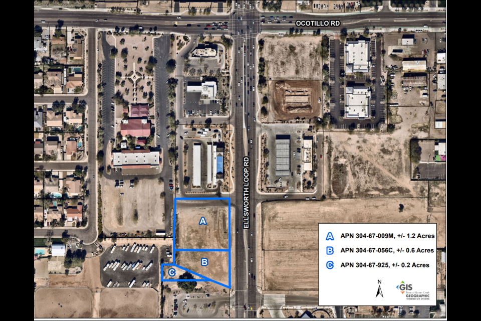 The town is seeking requests for proposals (RFPs) for town-owned land on Ellsworth Loop, south of Ocotillo Road.