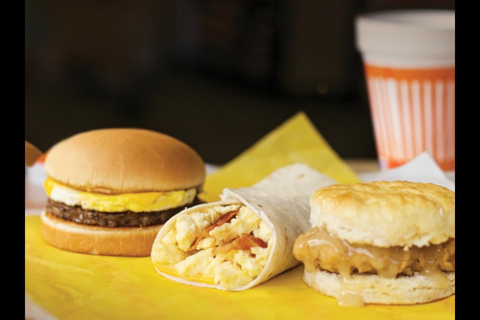 During National Teacher Appreciation Week, any school employee who shows their ID badge at dine-in or drive-thru at Whataburger can enjoy a free Breakfast on a Bun, left, Taquito, center, or Honey Butter Chicken Biscuit, right, from 5 to 9 a.m. May 6–10, 2024.