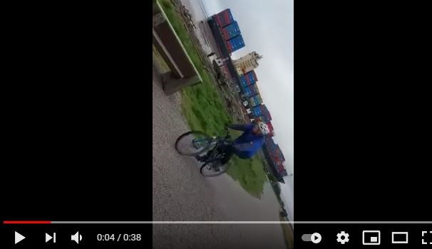 The video shot Friday morning at Garry Point Park shows the wave, loaded with log booms, sweeping over the walking path and injuring a woman