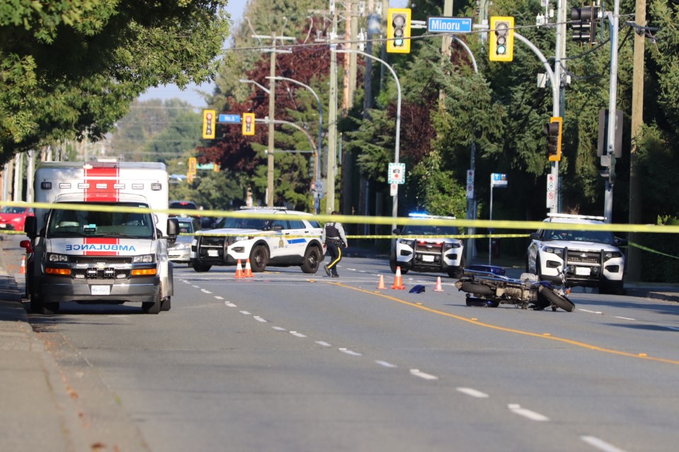 A motorcycle accident happened near Blundell Road and Minoru Boulevard on Friday afternoon.