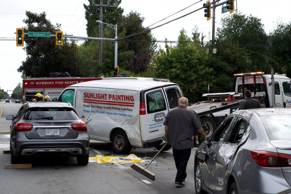 Richmond News reader Grant McMillan witnessed the aftermath of this multi-vehicle crash on Labour Day Monday