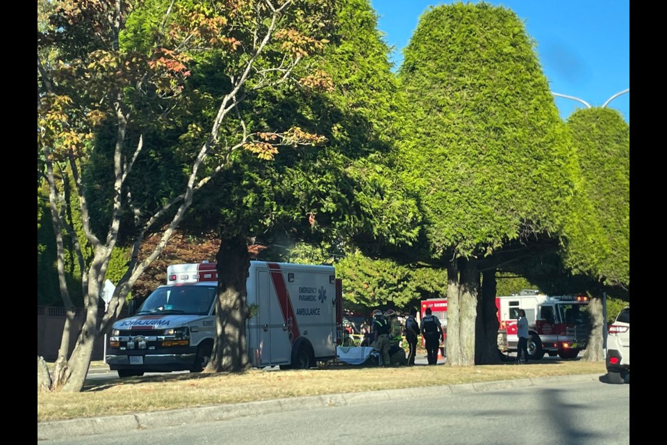 A motor vehicle incident has Granville Avenue blocked.