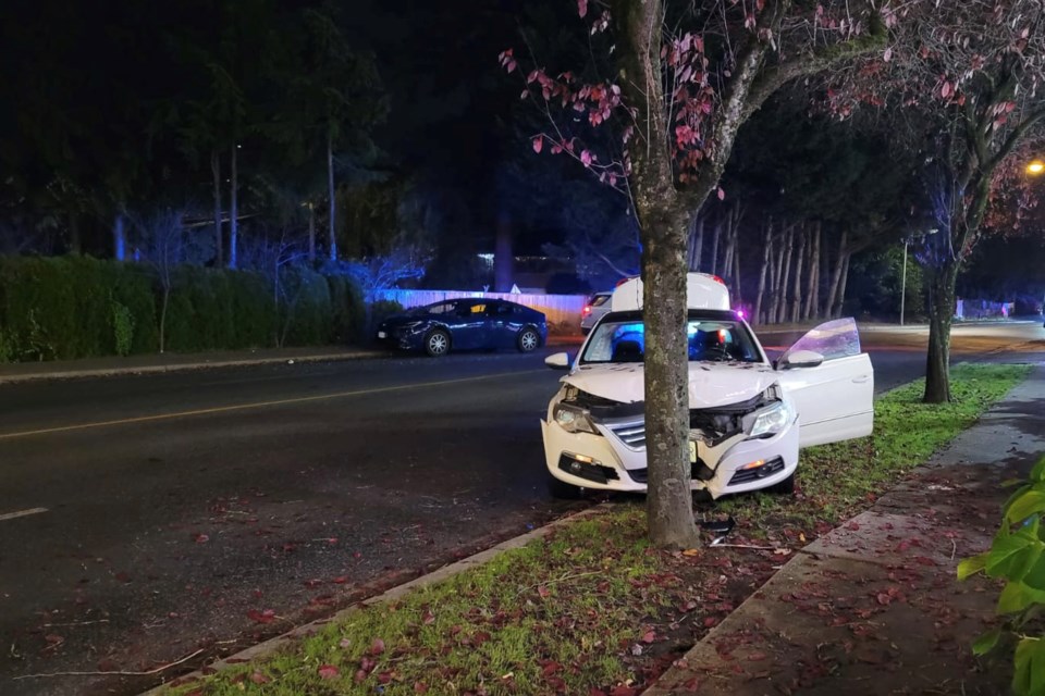 A portion of Hazelbridge Way has been closed off due to a two-vehicle accident on Saturday evening.