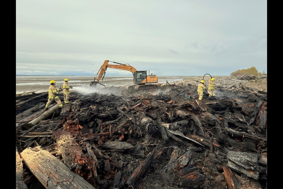 The aftermath of a large fire at Iona Beach Regional Park in Richmond