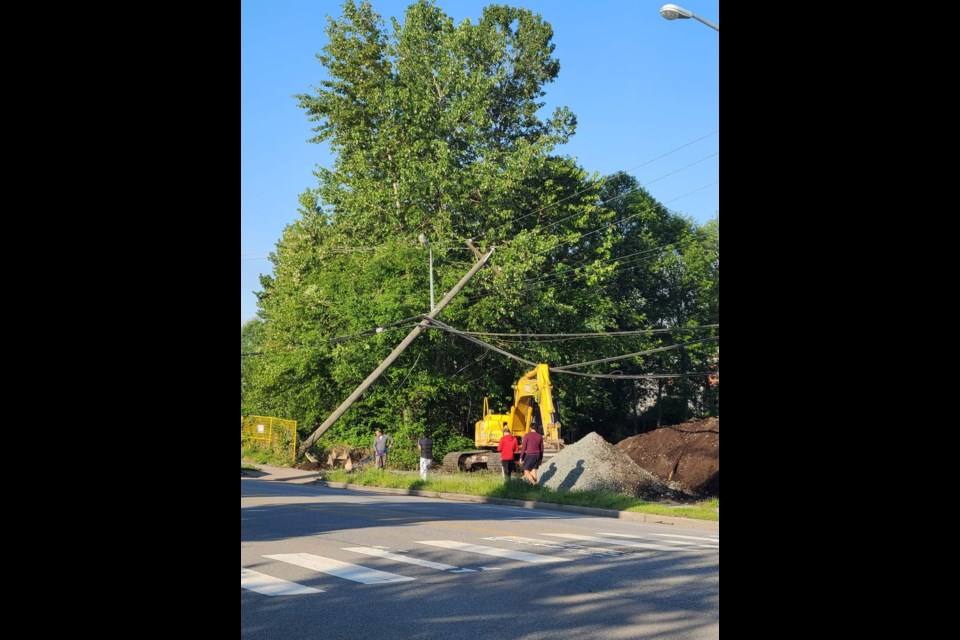 A pole was knocked over by an excavator in the Hamilton neighbourhood