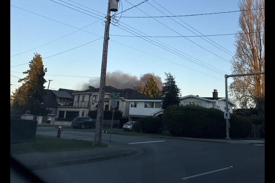 Black smoke was seen in a Richmond residential area on Wednesday evening.