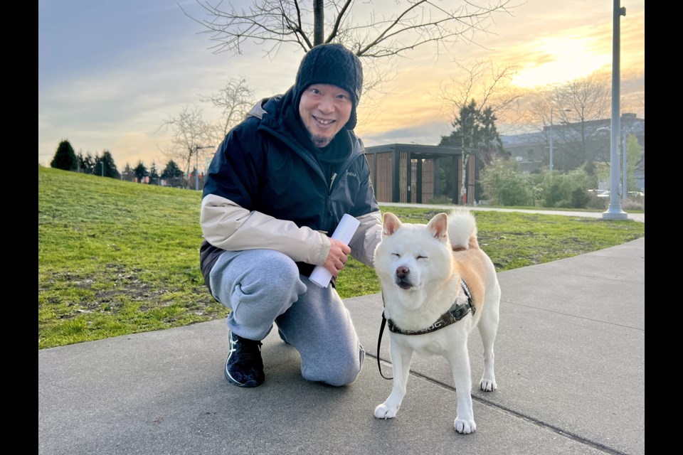 Steve Cheng says he keeps his dog Momo on a leash in case of unpredictable circumstances.