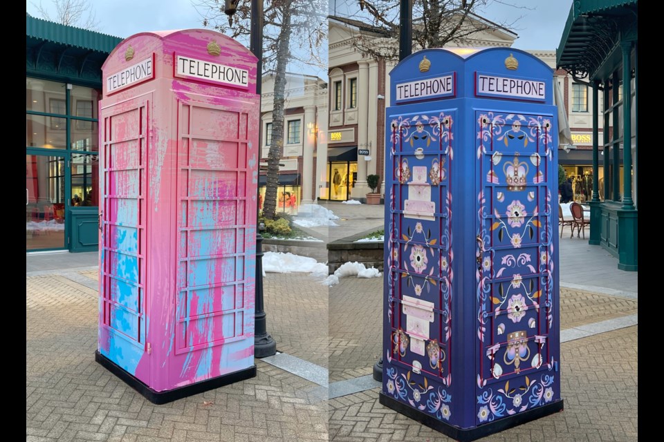 Two telephone booth art installations are now at McArthurGlen Designer Outlet.