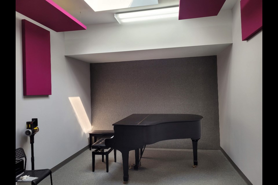 The decor in the acoustically-improved rooms are designed to look professional in recordings.