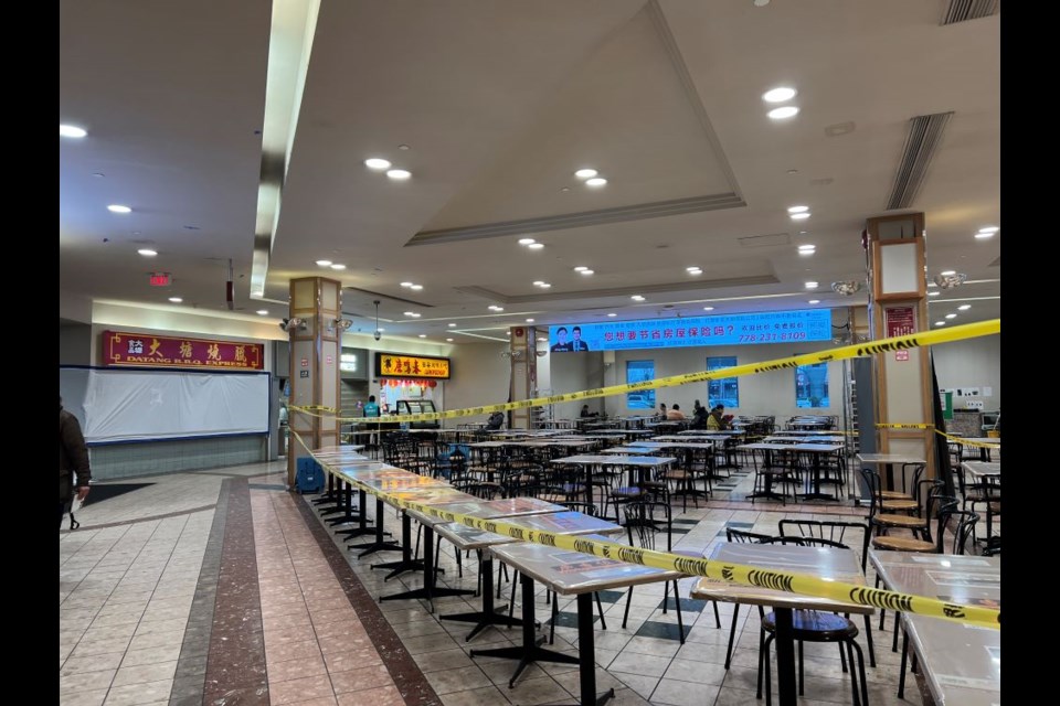 One-quarter of Yaohan's food court has been cordoned off. 