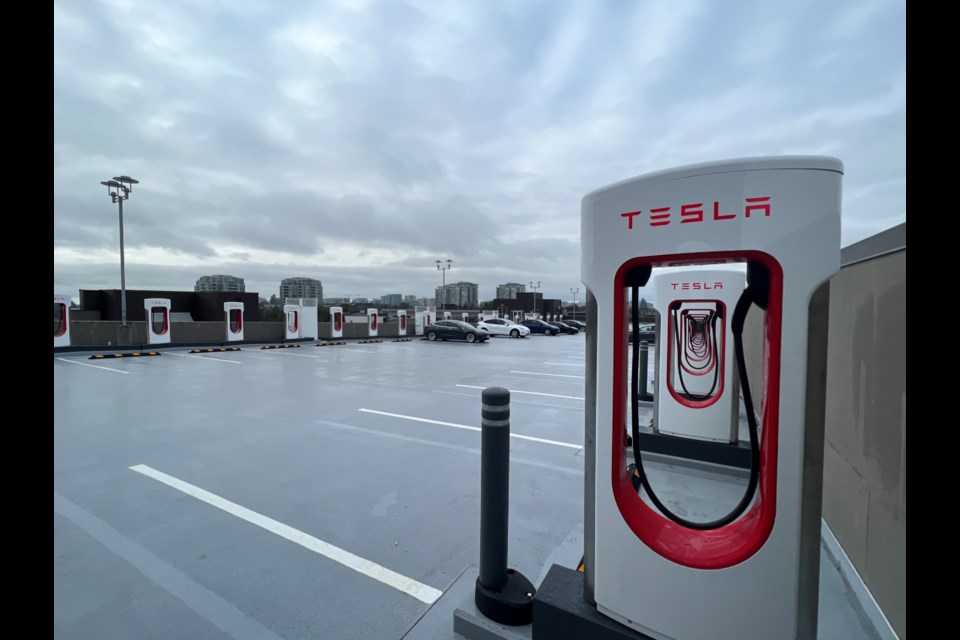 New Tesla superchargers were installed near Walmart.