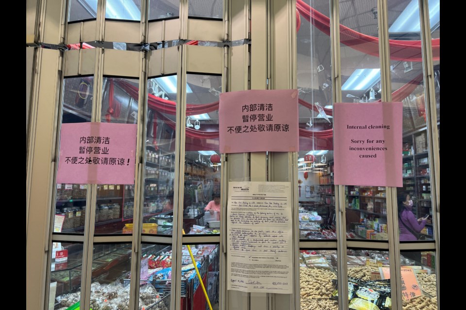 Nam Bak Hong in Lansdowne Centre was shut down for a rodent infestation.
