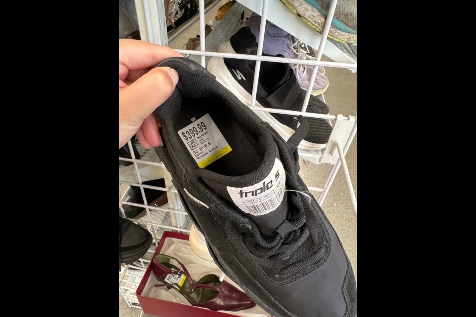 These used shoes are all priced at $399.99 in Value Village in Richmond