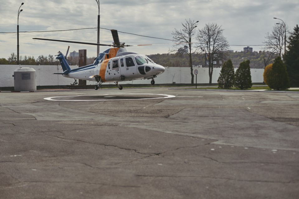 Richmond-based Helijet International's Sikorsky S-76A helicopter arrived in Ukraine for humanitarian aid.