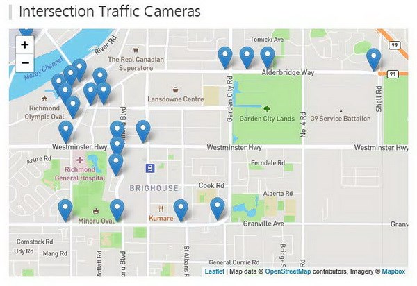 City intersection traffic cameras