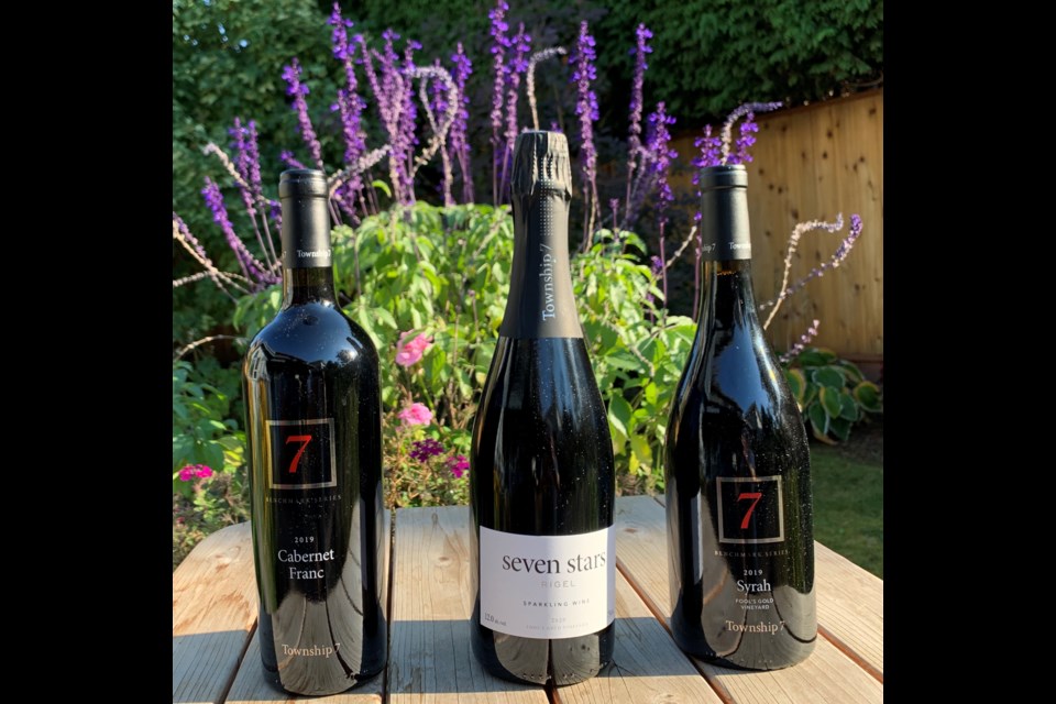 Township 7’s Cabernet Franc, Seven Stars Rigel, and Township 7 Syrah.