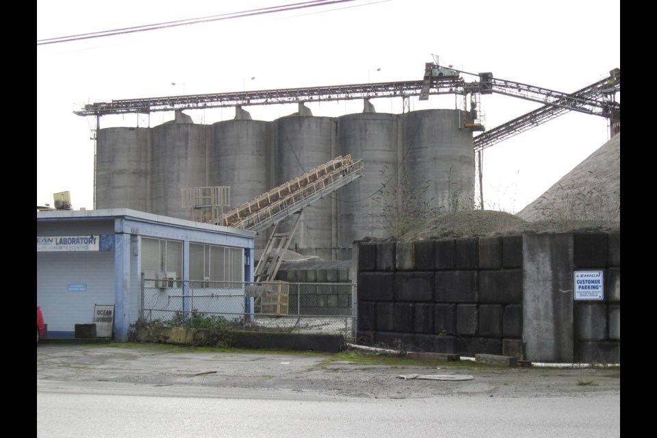 Ocean Concrete (Heidelberg Cement/Lehigh Hanson), at the north end of the Arthur Laing Bridge.  