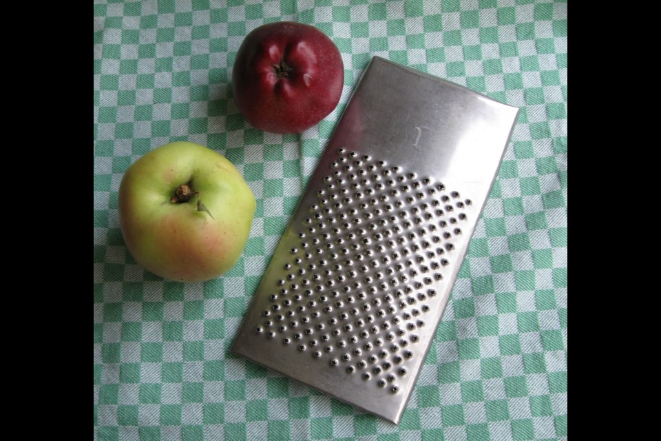 To help my mother in the preparation of baby food for me, my father made a grater by puncturing a sheet of stainless steel with 238 nail holes.