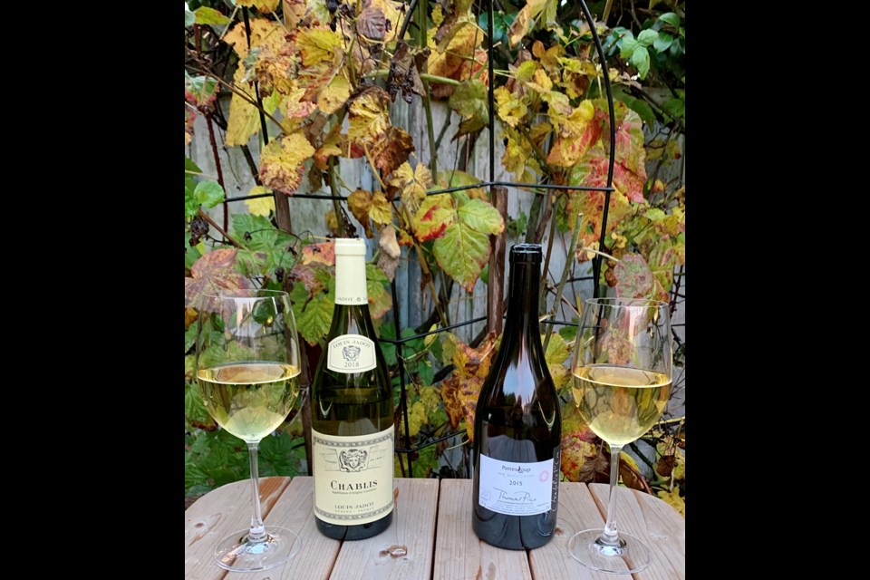 Louis Jadot 2018 Chablis and Thomas Pico 2015 Pattes Loup Premier Cru Chablis offer a contrast in different levels of Chablis. Photo: Eric Hanson