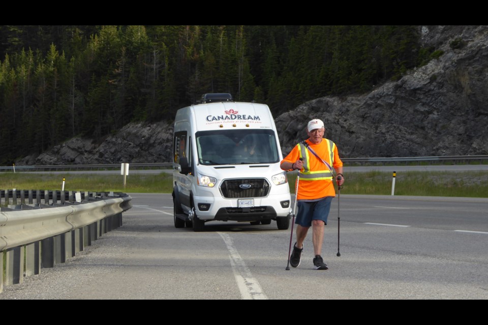 Gary Averbach is walking from Calgary to Vancouver to raise awareness and funds for cancer research.