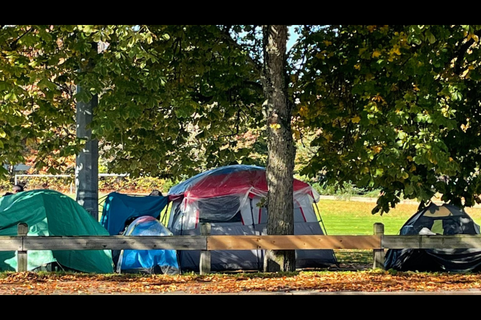 Tents in Brighouse Park.