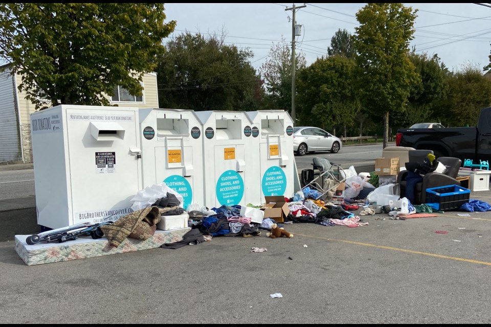Clothing donation bins in a certain area of Richmond are being used as a garbage dump.
