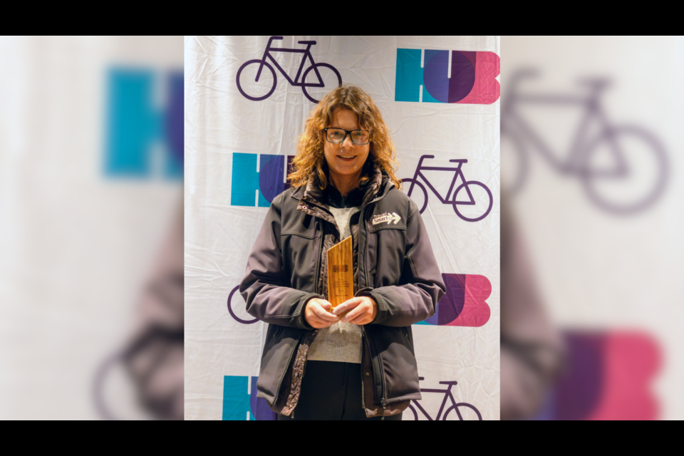 Retired Richmond transportation planner Joan Caravan received the 2023 Arno Schortinghuis Cycling Champion Award at HUB Cycling's annual Bike Awards.