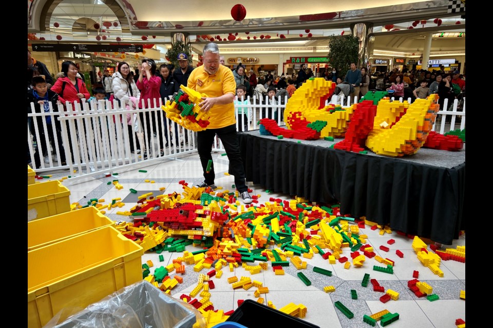 The giant Lego dragon display at Lansdowne Centre wrapped up with a smash on Sunday.