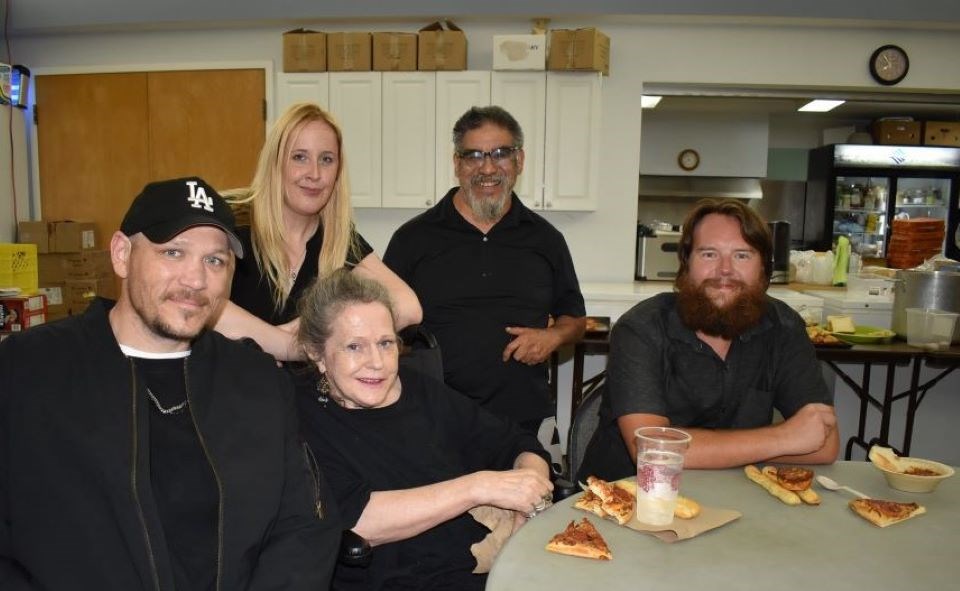 Jackson Puls and Stephanie Scramstad (left) help organize Recovery Church on Sundays. Here they are joined by Sharie Wilkinson (sitting), Conrad Callihoo and Tyler Kelly (far left). 