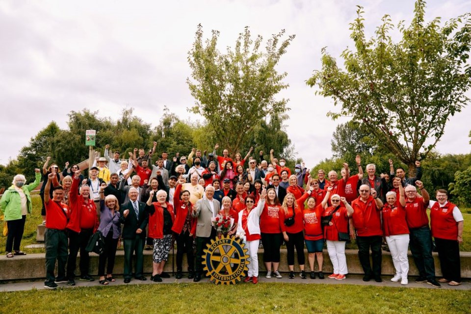 Rotary club members gathered in 2022 at Garden City Park where the Peace Garden is proposed for. 
