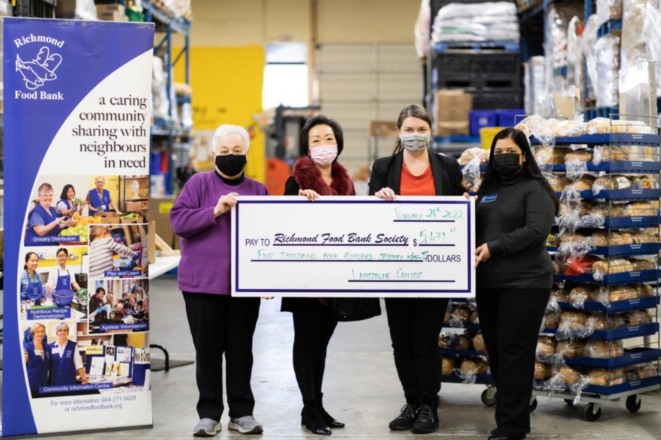 Richmond’s Lansdowne Centre donated over $5,000 to the local food bank. 