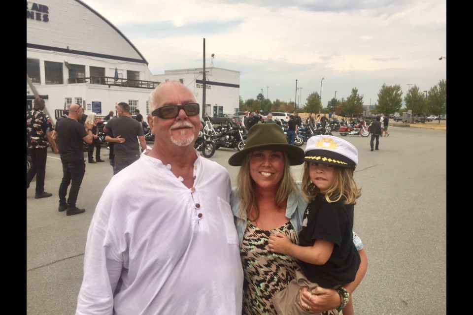 Christy Mahy's father, Ron, with her sister, Joni, and Joni's son Espen just before the 7th Annual Memorial Ride for Christy Mahy
